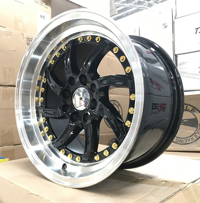 15 Inch 4 Hole Customized Size Car Alloy Wheels , Alloy Automotive Rims Wheels